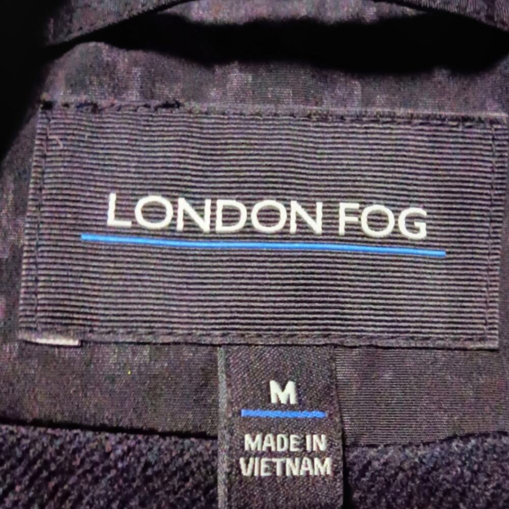 London Fog Black Houndstooth Belted Trench Coat Size M - Picture 6 of 6